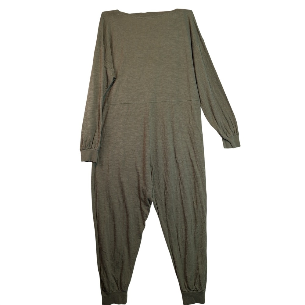 Natural Life Womens Olive Green 100% Cotton V-Neck Long Sleeve Jumpsuit Medium - Picture 2 of 13